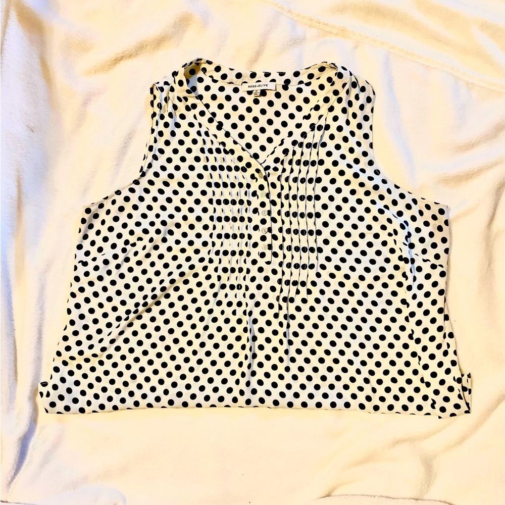 Rose + Olive Black and White Polka Dot Blouse